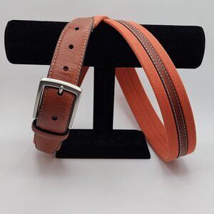 Dockers Canvas & Leather Men's Belt Orange Brown 47.5" Long  L 1.25" Wide